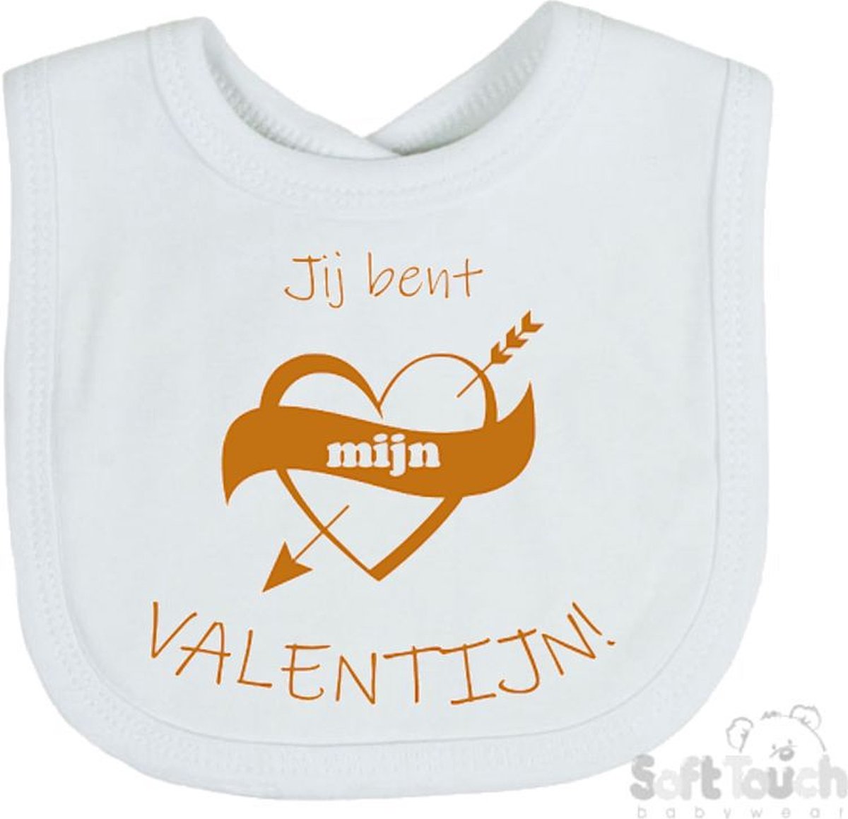 Goedkoopste Soft Touch Slabber Slabbetje Slab Jij bent mijn valentijn! Unisex Katoen Wit/tan Maat 33x22 Cm