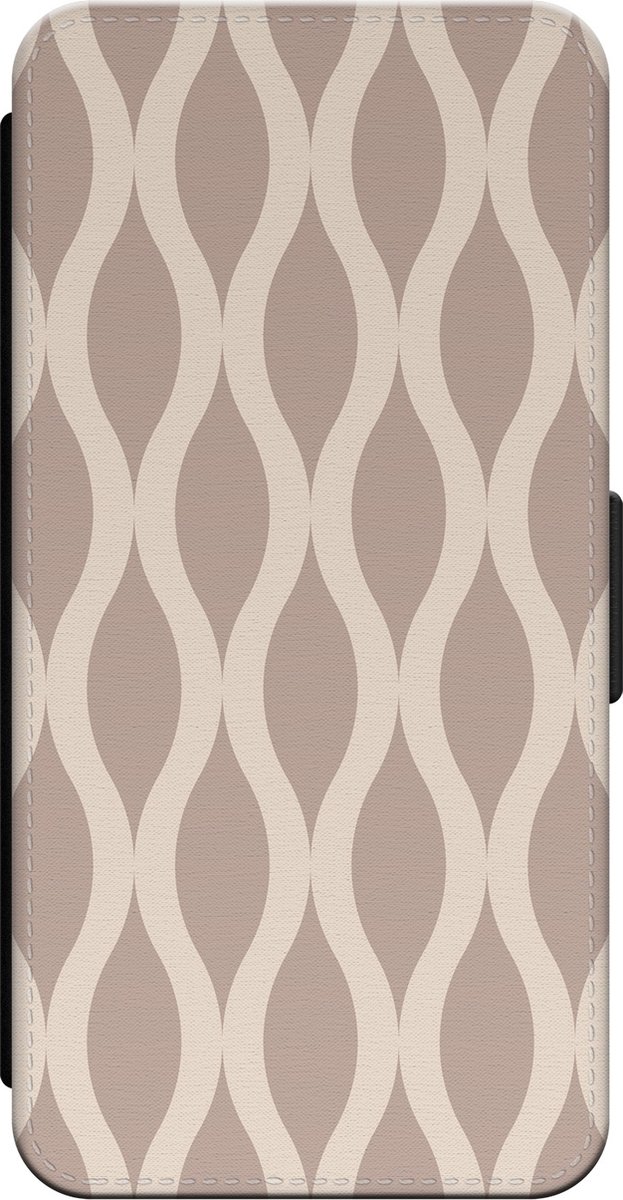 Leuke Telefoonhoesjes - Bookcase hoesje geschikt voor iPhone 14 - Abstract beige - Wallet case met pasjeshouder - Print / Illustratie - Beige