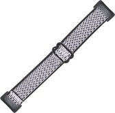 Nylon bandje - geschikt voor Fitbit Charge 5 / Charge 6 - wit-zwart