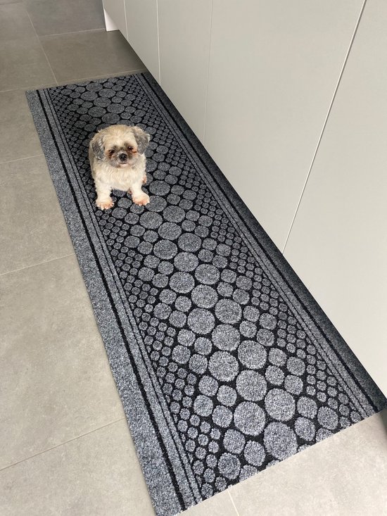COSY HOMEER Keukentapijt, 2 stuks, wasbaar, antislip, keukenloper, tapijtloper, voor keuken, hal, woonkamer (60 x 90 cm 60 x 150 cm, zwart