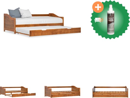 vidaXL Bedbankframe uittrekbaar grenenhout honingbruin 90x200 cm - Bed - Inclusief Reiniger