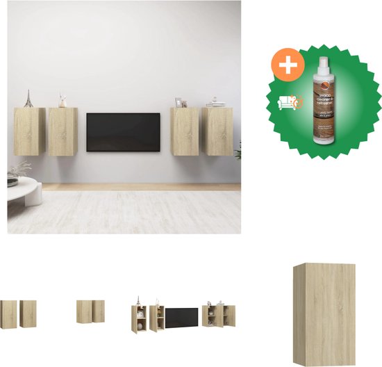 vidaXL Tv-meubelen 4 st 30-5x30x60 cm spaanplaat sonoma eikenkleurig - Kast - Inclusief Houtreiniger en verfrisser