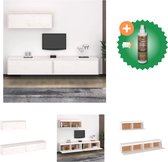 vidaXL Tv-meubelen 3 st massief grenenhout wit - Kast - Inclusief Houtreiniger en verfrisser