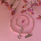 Jewellicious Designs Pink Sweetheart Mama & Baby Girl armbandenset - armbanden - Kraamcadeau - Moeder & Dochter - Roze