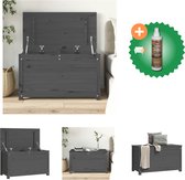 vidaXL Opbergbox grijs 80x40x45-5 cm massief grenenhout - Kast - Inclusief Houtreiniger en verfrisser