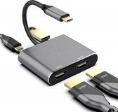 VeryGoods™ 4-in-1 USB C naar 2x HDMI & USB 3.0 - USB-C Splitter - 4K Hub - USBC Dual HDMI Adapter - USB C to HDMI-switches - Docking Station Universeel