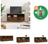 vidaXL Tv-meubel 102x36x50 cm bewerkt hout bruineikenkleurig - Kast - Inclusief Houtreiniger en verfrisser