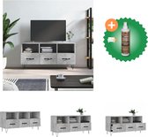 vidaXL Tv-meubel 102x36x50 cm bewerkt hout betongrijs - Kast - Inclusief Houtreiniger en verfrisser