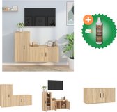 vidaXL 2-delige Tv-meubelset bewerkt hout sonoma eikenkleurig - Kast - Inclusief Houtreiniger en verfrisser