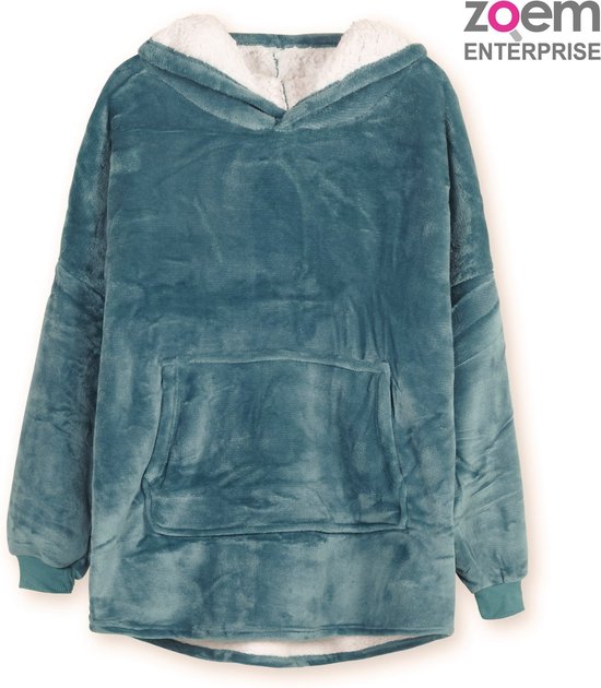 V&L comfortlifestyle - Fleece deken met mouwen - sweater - 280 gsm - Turquoise - Snuggle Hoodie