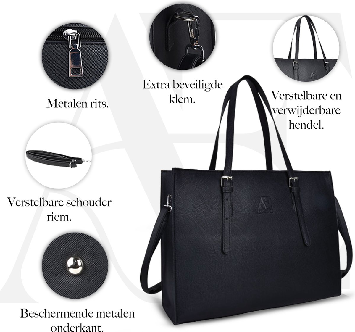 IGOLUMON Handtas voor dames, canvas, laptoptas, 15,6 inch IGOLUMON Handtas voor dames, canvas, laptoptas, 15,6 inch