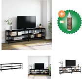 vidaXL Tv-meubel 180x30x50 cm bewerkt hout metaal zwart - Kast - Inclusief Houtreiniger en verfrisser