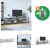 vidaXL Tv-meubel 200x30x50 cm bewerkt hout metaal grijs sonoma eiken - Kast - Inclusief Houtreiniger en verfrisser