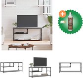 vidaXL Tv-meubel 103x38x46-5 cm en bewerkt hout staal grijs sonoma - Kast - Inclusief Houtreiniger en verfrisser