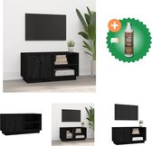 vidaXL Tv-meubel 80x35x40-5 cm massief grenenhout zwart - Kast - Inclusief Houtreiniger en verfrisser