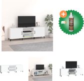 vidaXL Tv-meubel 150x30x50 cm bewerkt hout wit - Kast - Inclusief Houtreiniger en verfrisser