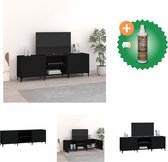 vidaXL Tv-meubel 150x30x50 cm bewerkt hout zwart - Kast - Inclusief Houtreiniger en verfrisser