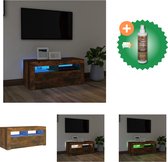 vidaXL Tv-meubel met LED-verlichting 90x35x40 cm gerookt eikenkleurig - Kast - Inclusief Houtreiniger en verfrisser