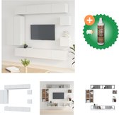 vidaXL 8-delige Tv-meubelset bewerkt hout wit - Kast - Inclusief Houtreiniger en verfrisser