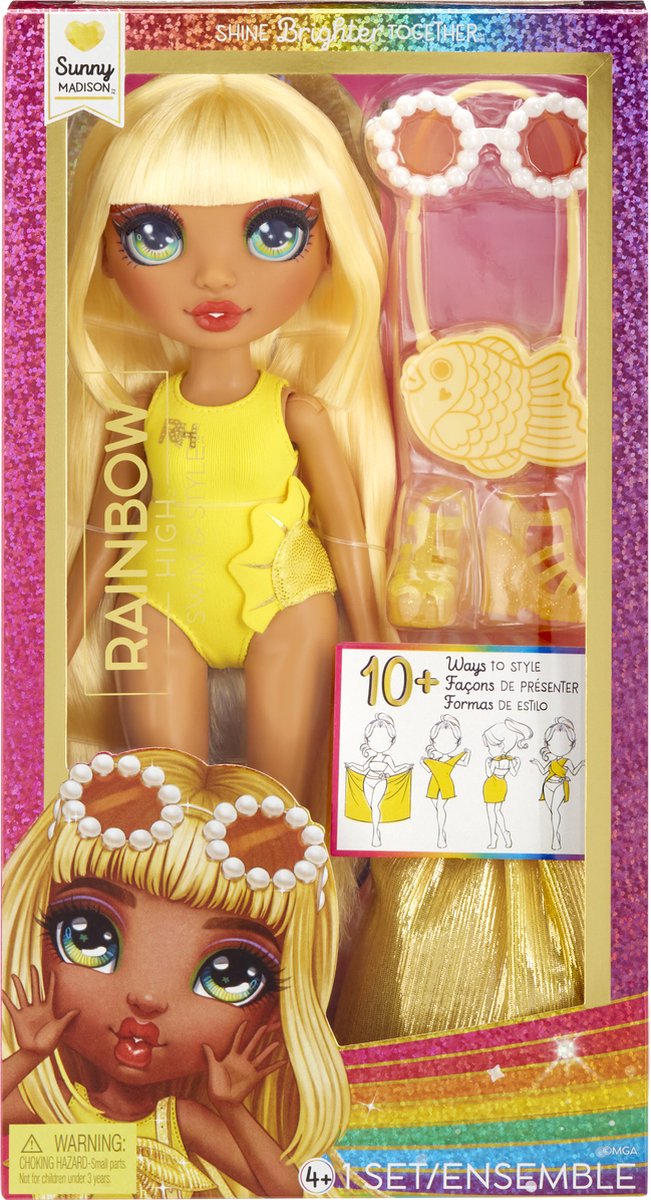Rainbow High Swim & Style-modepop - 28 cm - Sunny (geel) van Rainbow High — afbeelding 5