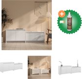 vidaXL Tv-meubel 146-5x35x50 cm spaanplaat hoogglans wit - Kast - Inclusief Houtreiniger en verfrisser