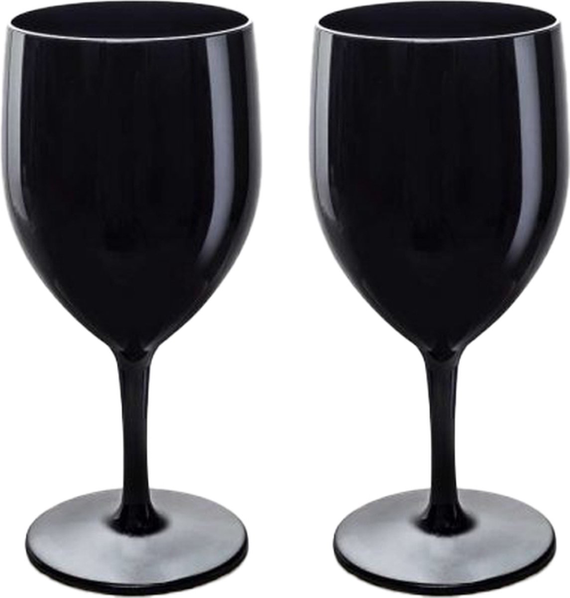 RBDRINKS Wijnglazen - Kunststof Wijnglazen - Wijnglazen Set - Witte Wijnglazen - Camping Glazen - Kunststof Glazen - Plastic Glazen - 27cl - Zwart - 2 Stuks