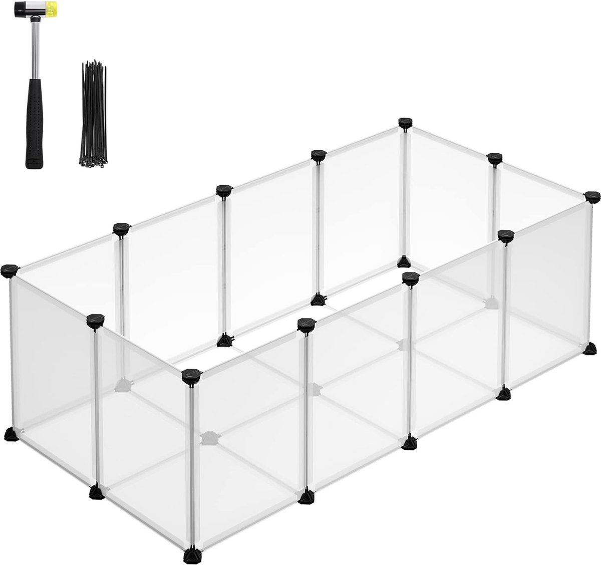 Hoppa! Buitenverblijf met bodempanelen - 125 x 63 x 42 cm - Wit