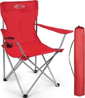 Opvouwbare campingstoel, klapstoel, lichtgewicht draagbare stoel met bekerhouder en armleuningen, draagvermogen tot 100 kg, visstoel voor kamperen, strand, tuin, barbecue, vissen - rood
