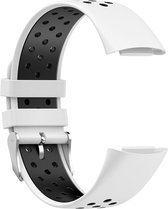 Siliconen bandje - geschikt voor Fitbit Charge 6 - wit-zwart