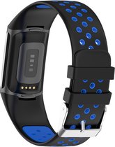 Siliconen bandje - geschikt voor Fitbit Charge 6 - zwart-blauw