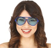 Guirca Carnaval/verkleed party bril Aviator - blauw - volwassenen - Voor bij een verkleedkleding kostuum - verkleedbrillen