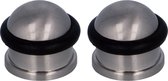 AMIG Deurstopper/deurbuffer - 2x - D30mm - inclusief schroeven - mat zilver