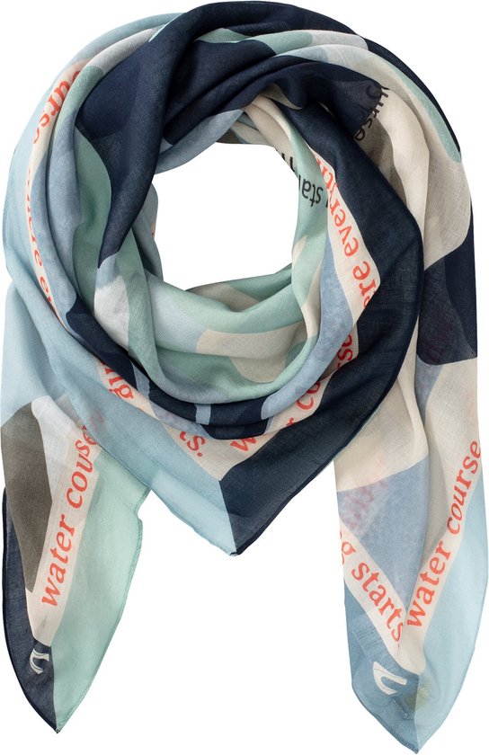 camel active Vierkante modieuze sjaal van een zachte katoen-modal mix - Maat womenswear-OS - Denim Blue