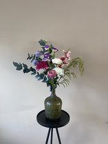 The Bee Silk Bouquet - Bouquet de Fleurs artificielles - Bouquet DIY - Violet/Rose - 40-80 cm - Réduction Combinez 2 pièces - Avec de véritables eucalyptus préservés - Violet/Rose - Hors vase