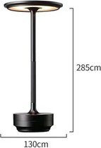 Tafellamp oplaadbaar - Tafellamp slaapkamer - Tafellamp zonder snoer - Nachtlamp - Leeslamp - Nachtlamp volwassenen - Tafellamp met kap - Met oplaadbare batterij - Zwart