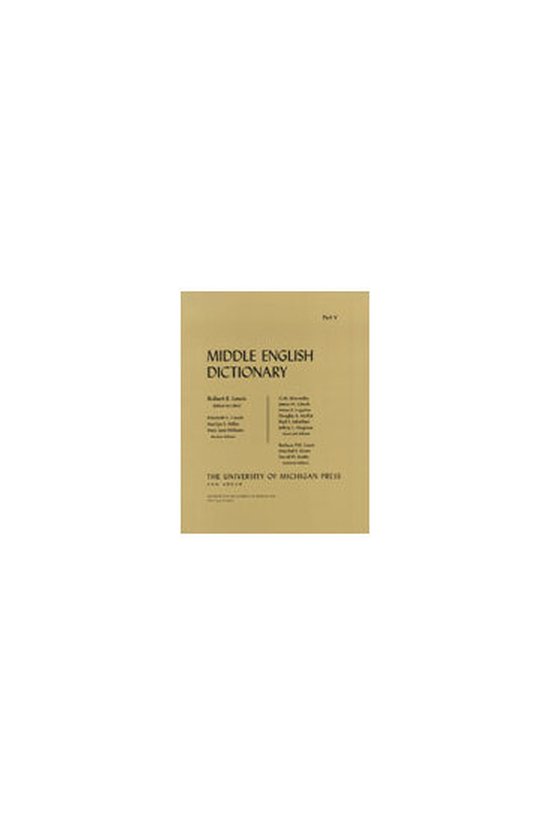 Middle English Dictionary- Middle English Dictionary | 9780472011964 ...