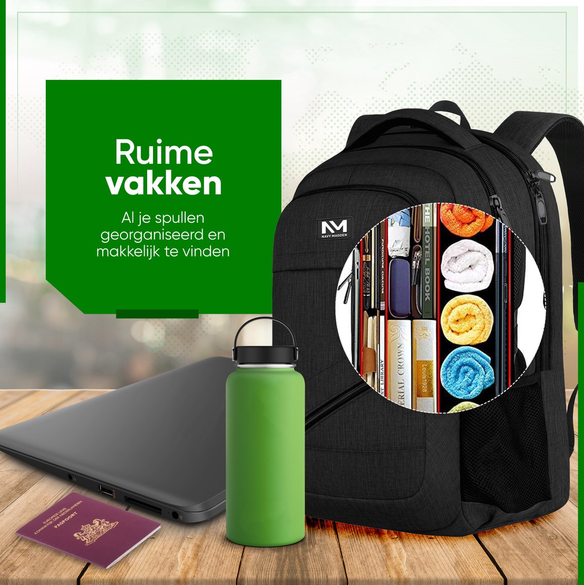 MATEIN Lunchrugzak, laptoprugzak heren 15,6 inch met