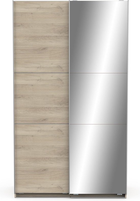 Garderobekast Spectre 116cm met schuifdeuren en spiegel - eikdecor