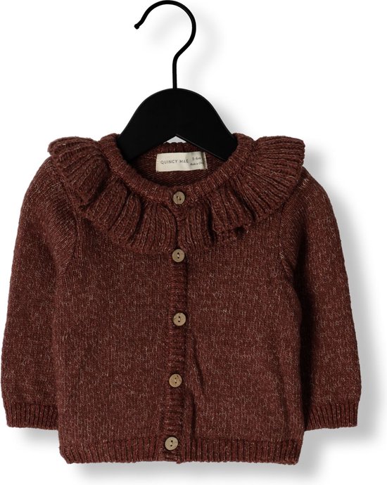 Quincy Mae Ruffle Collar Cardigan Truien & Vesten Unisex - Sweater - Hoodie - Vest- Bordeaux - Maat 104/110