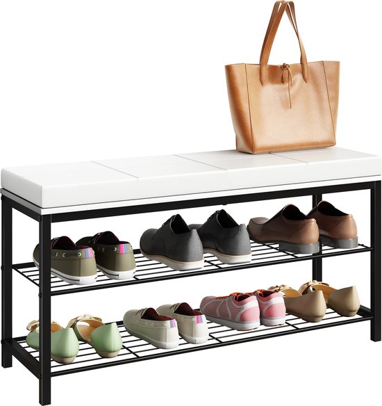 VCM Holz Metall Sitzbank Schuhbank Schuhregal Sitzkommode Taliro | bol