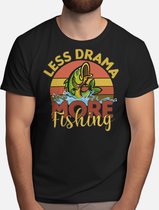 Less drama more fishing - T Shirt - Fishing - Gift - Cadeau - Angling - Fisherman - CatchOfTheDay - Vissen - Hengelsport - Visser - VangstVanDeDag - Vliegvissen
