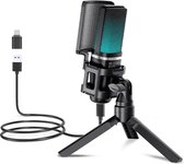 Zealsound professionele microfoon - Recording - Podcast - RGB USB microphone - Standaard - 3.5 mm headphone -Lichtopties