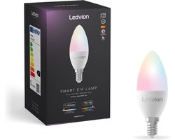Ledvion - 2X Smart RGB+CCT E14 LED Lamp - 5W - 470L - Wifi-lamp - Dimbaar - Alexa & Google Home