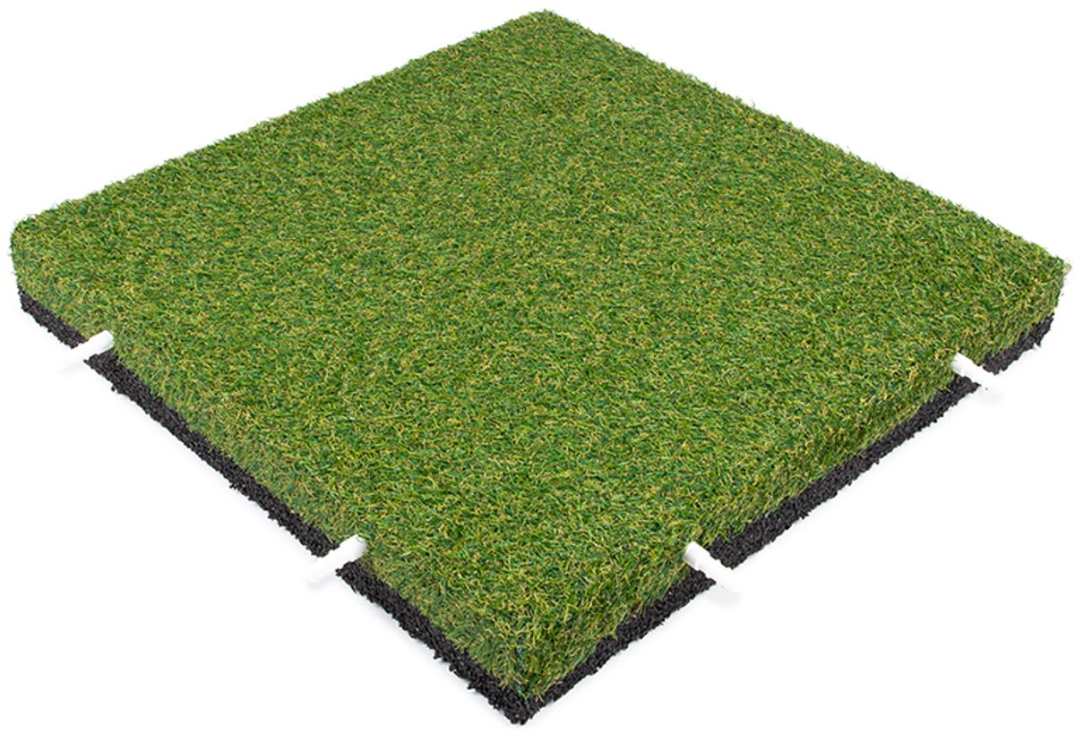 Rubbermagazijn - Kunstgras tegels - Per 1m² - 4 stuks - 50x50cm - Dikte 7cm - Speelplaatstegel - Incl. pennen