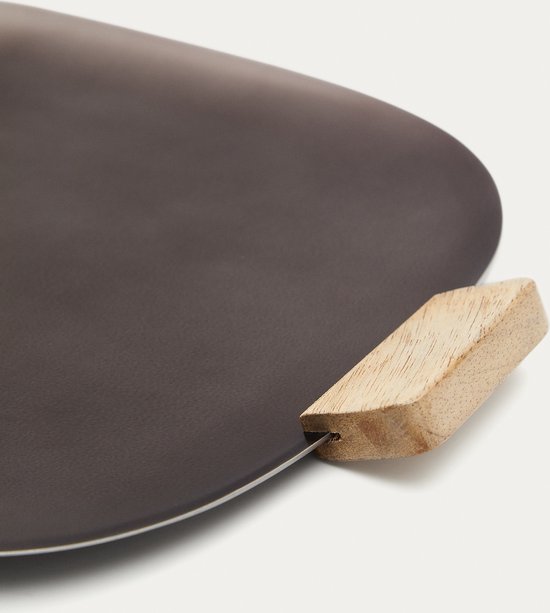Kave Home - Serveerblad Soran van hout en zwart roestvrij staal