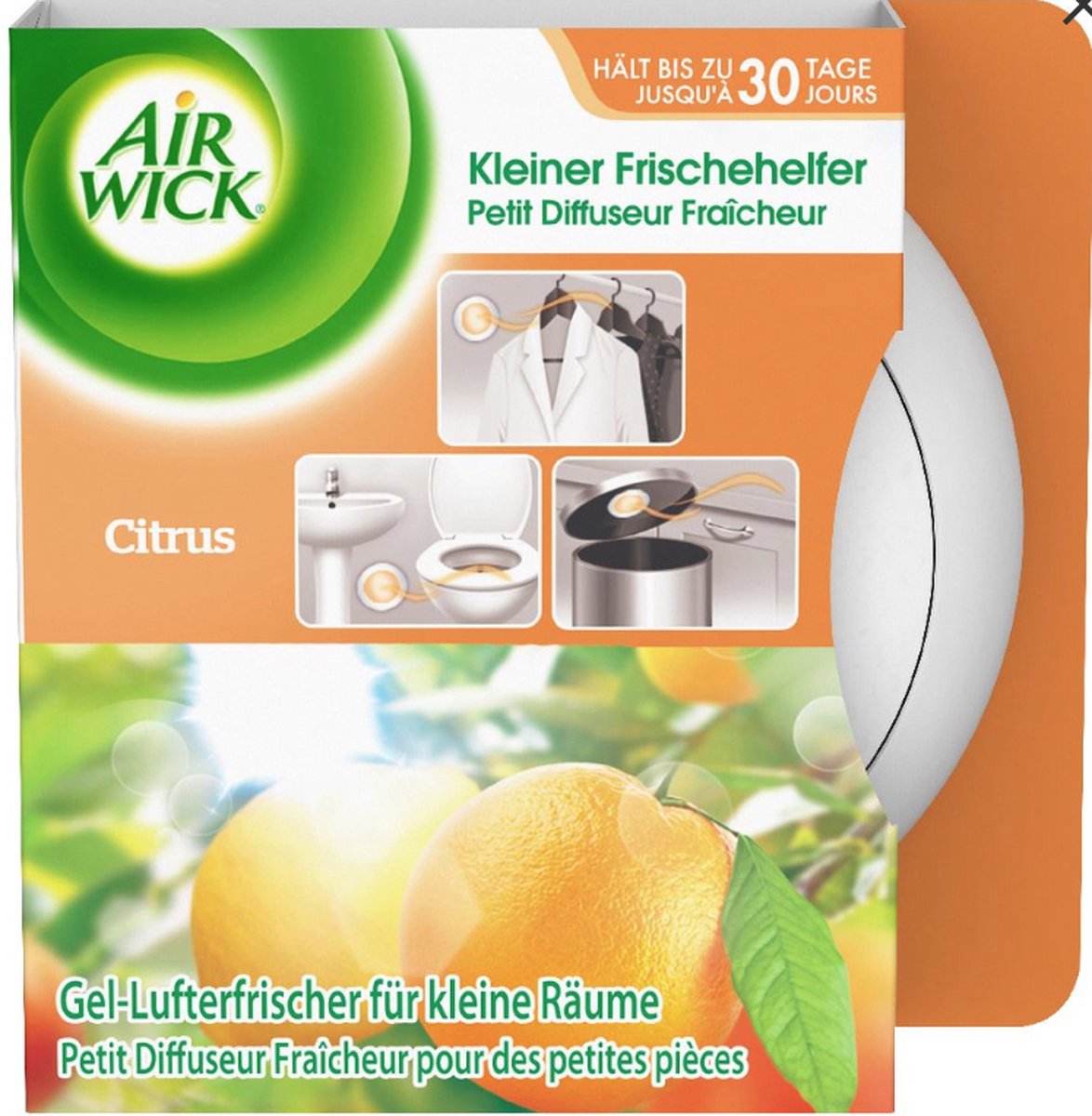 Airwick Luchtverfrisser voor kleine ruimtes - Vuilnisbakverfrisser - Citrusgeur - Kledingkast - Toiletruimte - Keukenkast - 30 Dagen frisheid - 1 Stuk