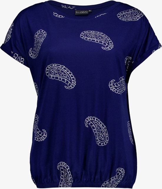 TwoDay dames T-shirt blauw met paisley print - Maat 3XL
