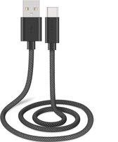 Musthavz Braided USB-A naar USB-C 1 Meter - Zwart/Black