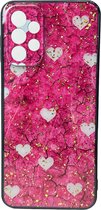 Silicone Hoesje Print - Backcover - Geschikt voor Samsung Galaxy A33 5G - Roze Hartjes