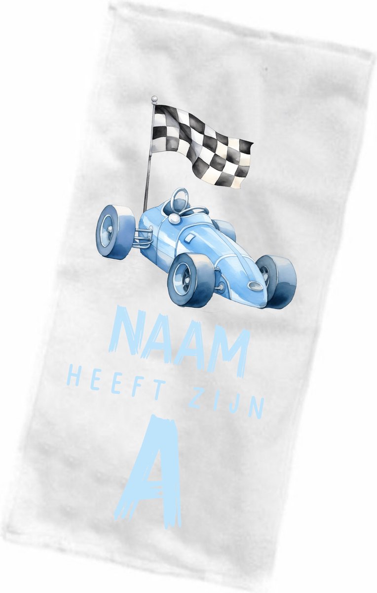 Strandlaken - badhanddoek Cadeau zwemdiploma raceauto - met naam kind - Heeft zijn A - jongen - Afzwemmen handdoek voor kind met eigen naam